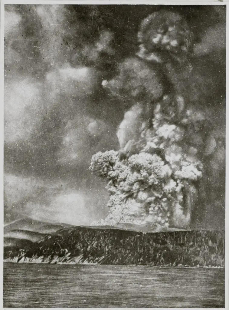 Fotografie erupce sopky Krakatoa