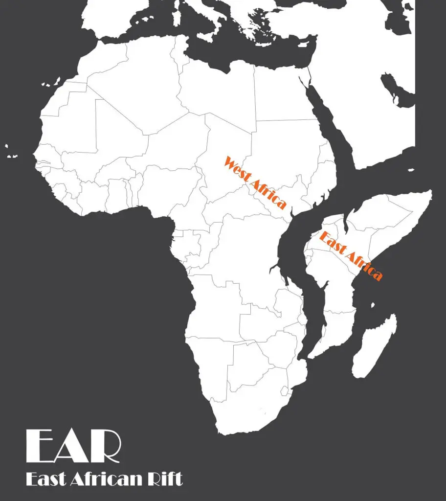 model odtržení východní části Afriky