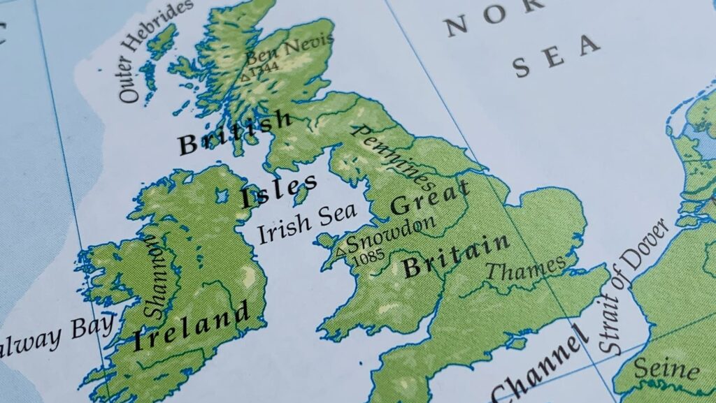 mapa Britských ostrovů